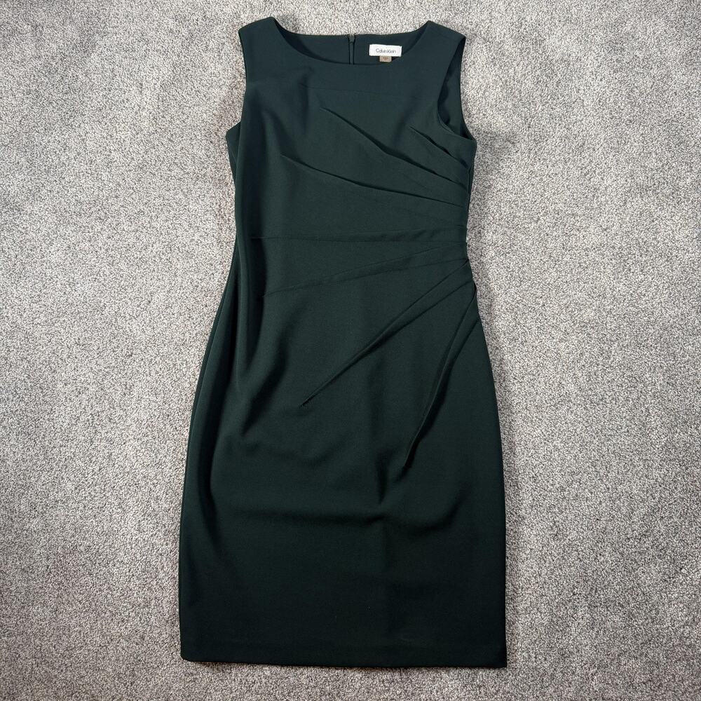 Calvin Klein Sheath Dress 6P Petites Ruched Corporate Chic Business Formal